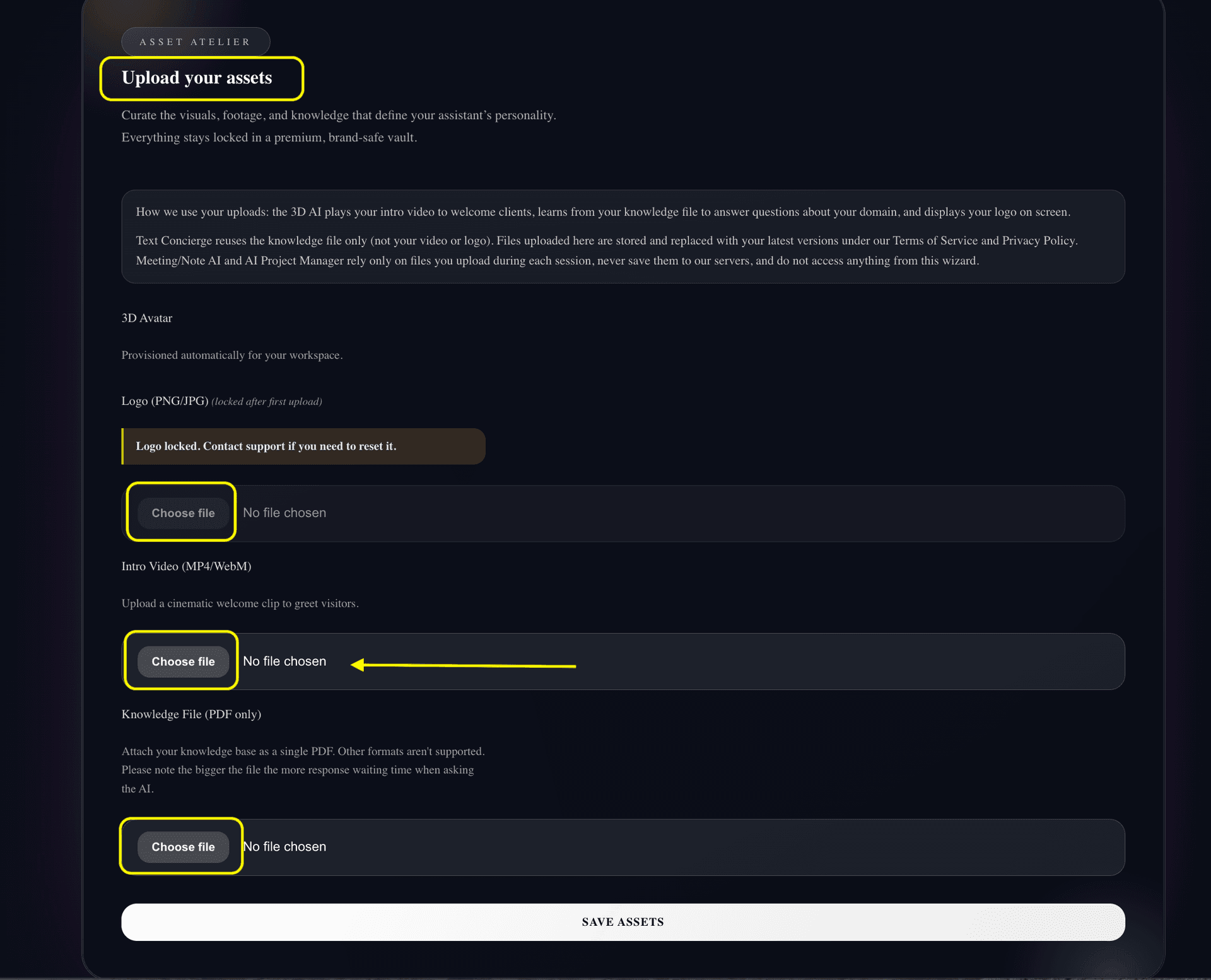 Greeting video settings