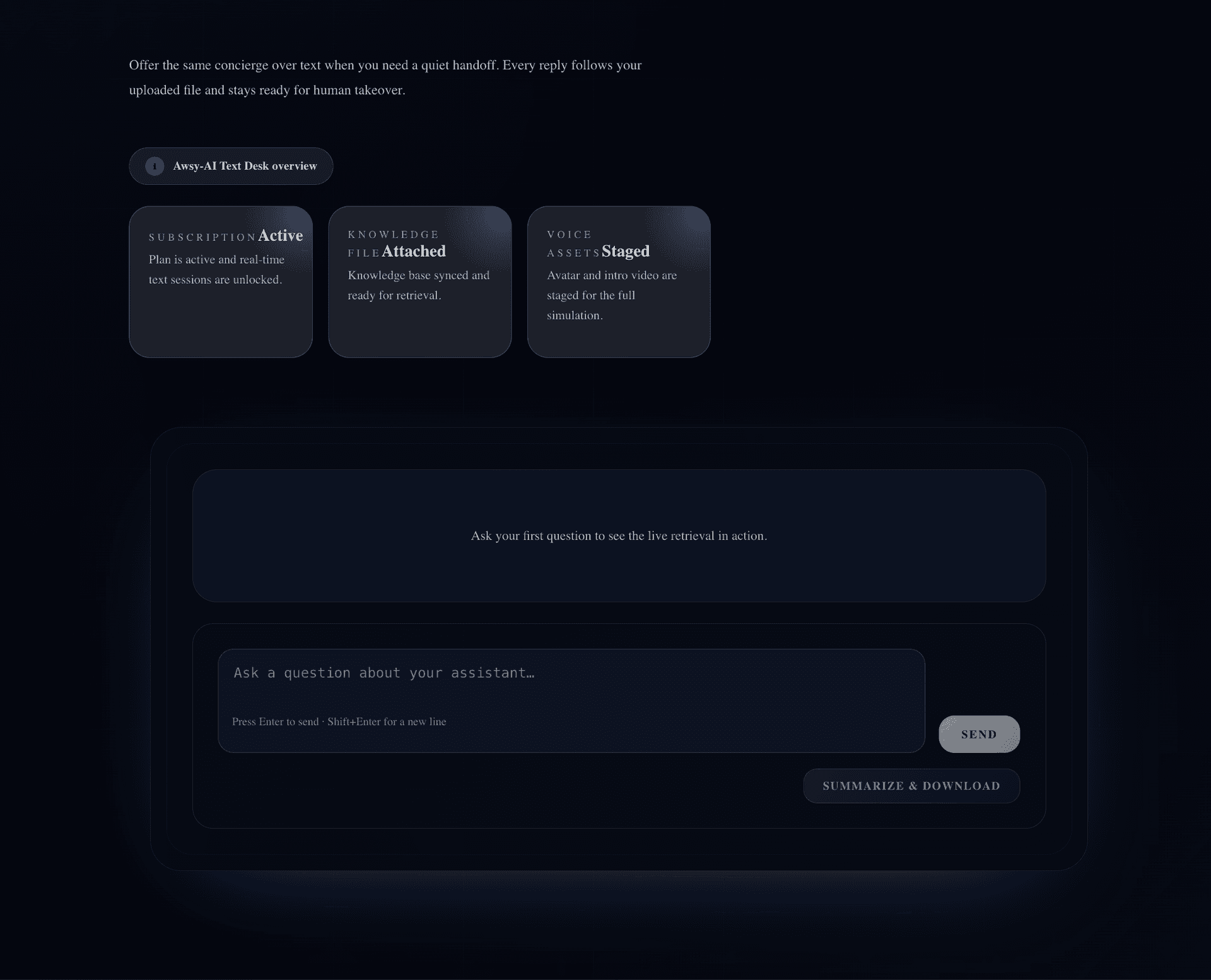 Text concierge interface