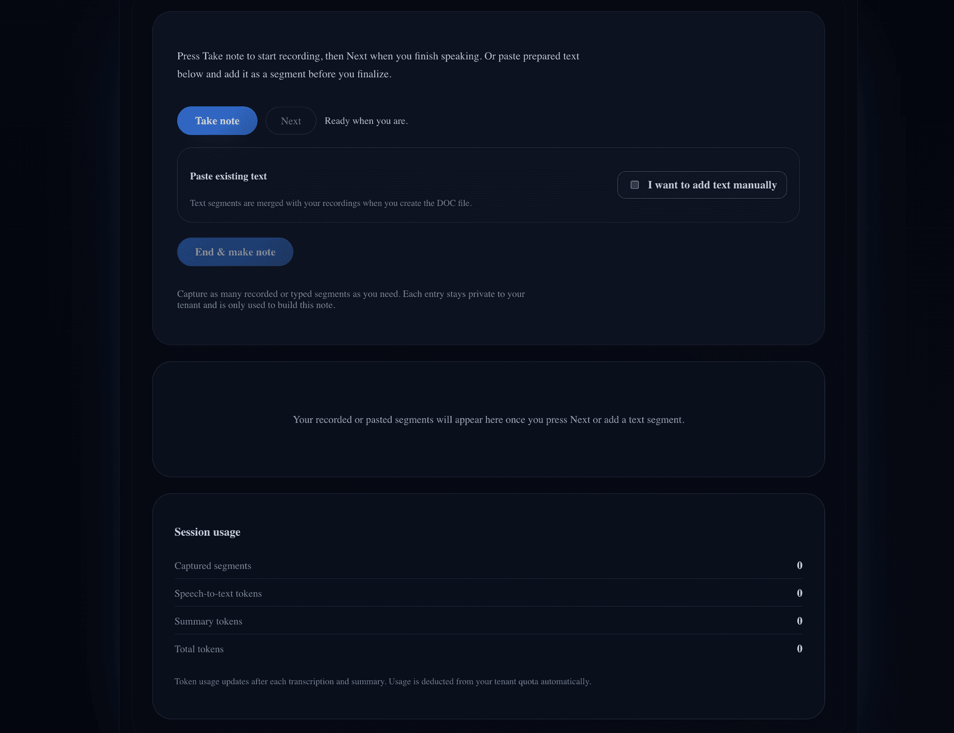 Notes AI summary options